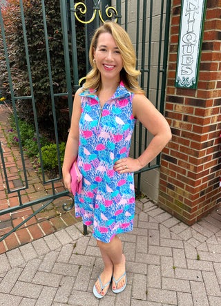 Lulu B Jellyfish Sleeveless Zip Swing Dress
