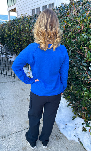 Escape by Habitat Resort Blue Pocket Pullover Cotton Top