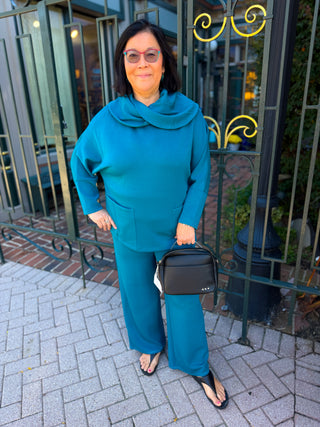 Olivia by Habitat Draped Cowl Neck Pocket Tunic Teal