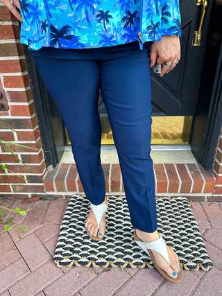Bangladine by Lulu B Navy Pull-On Ankle Pant