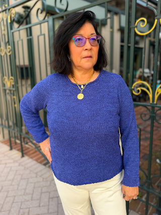 Escape by Habitat Baja Blue Tape Yarn Boat Neck Sweater