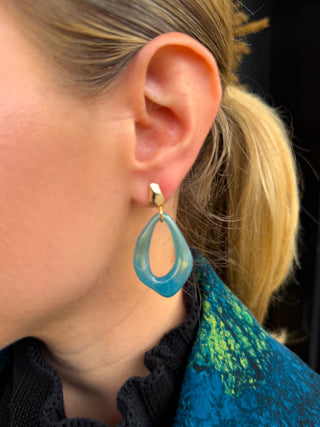 Blue and Gold Abstract Earring