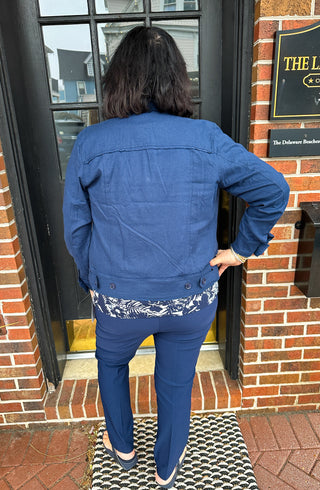 Tango Mango Stretch Linen Jacket Navy