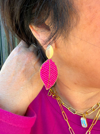 Pink Feather Earrings