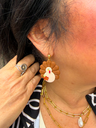 Thanksgiving Turkey Clay Earrings