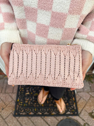 RILEY WOVEN HERRINGBONE MAUVE CROSSBODY HANDBAG