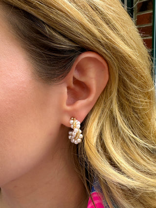 Twisted Gold and Pearl Earrings