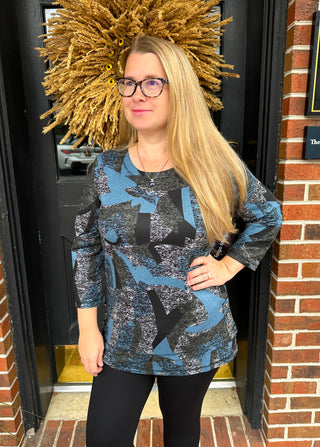 Tango Mango Abstract Button Tunic