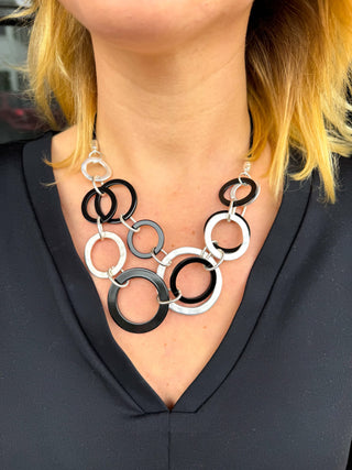 Black & Silver Circles Necklace