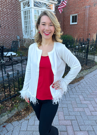 Lulu B Cream Cashmere Cardigan with Frill