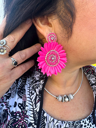 Pink Flower Earrings