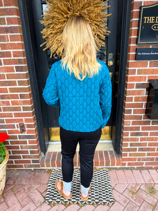 Olivia by Habitat Quilted Asymmetrical Stand Collar Jacket Teal