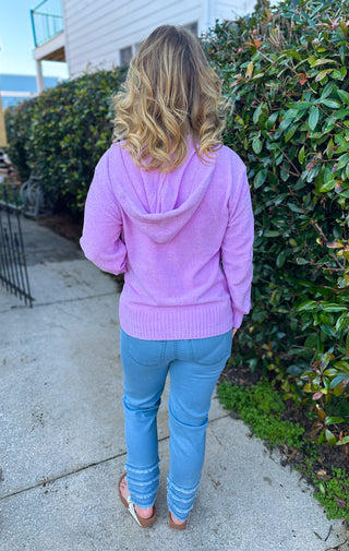 Lulu B Heathered Lilac Hooded Chenille Zip Jacket