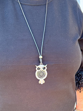 Silver Studded Owl Necklace