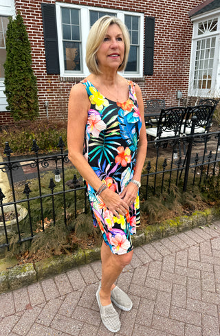 Tango Mango Women's Tropical Floral UPF 50+ Sleeveless Dress