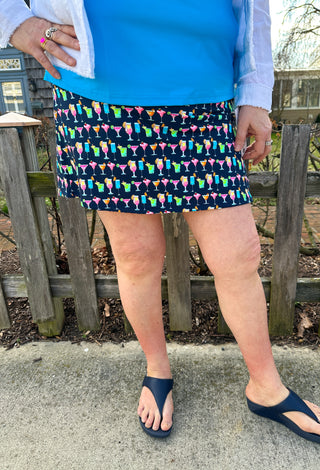 Lulu B Multicolor Cocktails Zip Skort