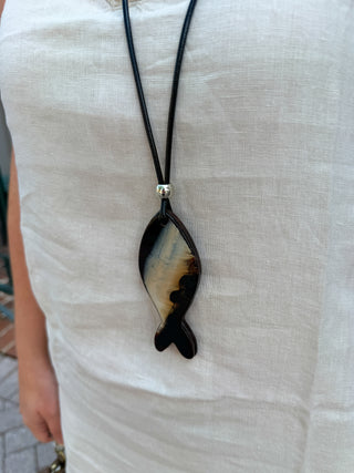 Brown Fish Necklace and Earring Set