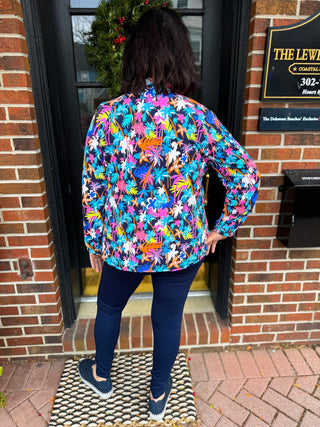 Beachtime by Lulu B Neon Floral Full Zip Jacket