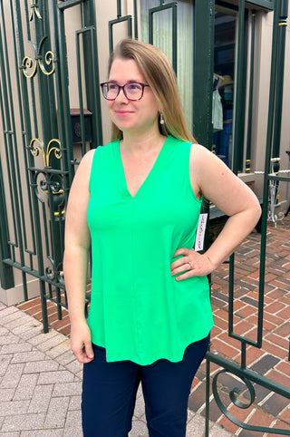 Lulu B Clear Kelly Sleeveless V-neck Tank