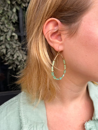 Green Crystal Beaded Earrings