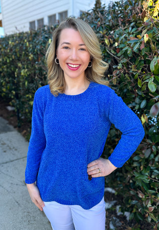 Lulu B Blue Heathered Chenille Pullover