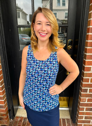 Lulu B Blue Maze Print Basic Tank