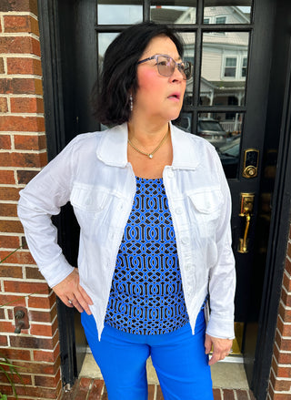 Lulu B Geometric Sapphire Print Basic Tank