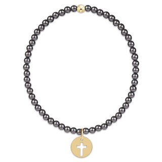 enewton classic dark grey pearl 3mm bracelet blessed gold disc