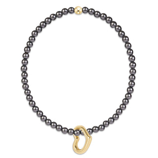 enewton classic pearl dark grey 3mm bracelet - love gold charm