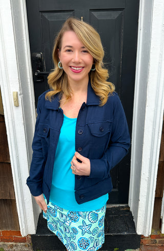 Tango Mango Stretch Linen Jacket Navy