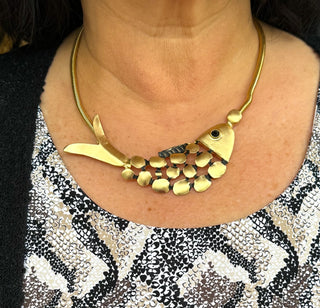 Gold Spotted Fish Necklace