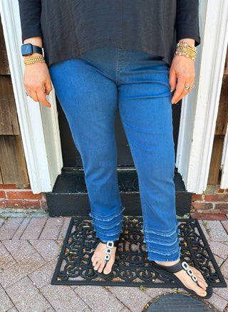 Lulu B Denim Fringe Pant Dark Wash