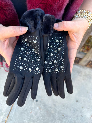 Black Pearl Faux Fur Gloves