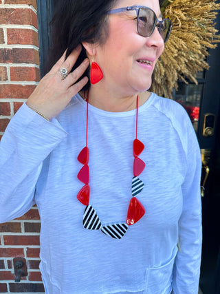 Zebra and Red Necklace and Earring Set