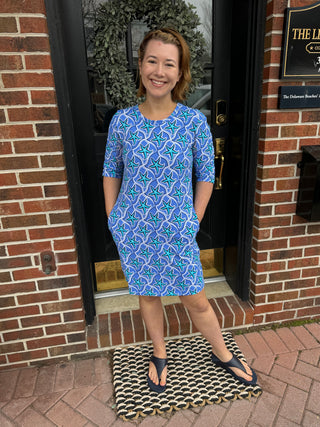 Beachtime by Lulu B Starfish Blues 3/4 Sleeve Dress Blooming Boutique Beachtime by Lulu B Starfish Blues 3/4 Sleeve Dress Blooming Boutique