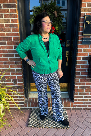 Lulu B Heathered Emerald Hooded Chenille Zip Jacket