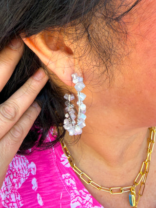 White Rock Candy Hoop Earrings