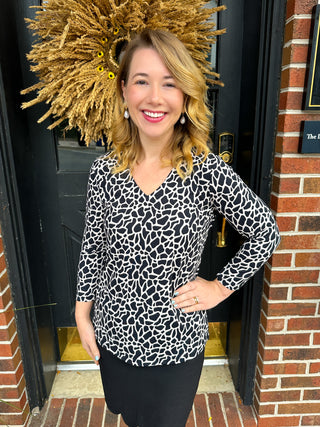 Lulu B Giraffe V-Neck Top