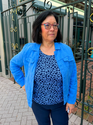 Lulu B Bright Periwinkle Linen Jacket