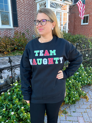 Team Naughty Sequin Christmas Sweatshirt