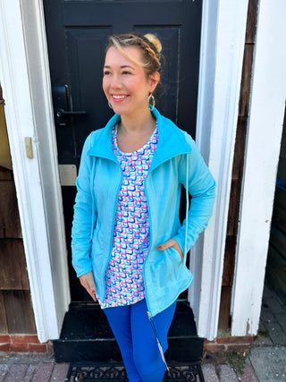 Lulu B Clear Turquoise Short Reversible Jacket