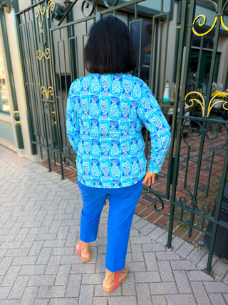 Lulu B Coastal Fish Quarter Zip Pullover