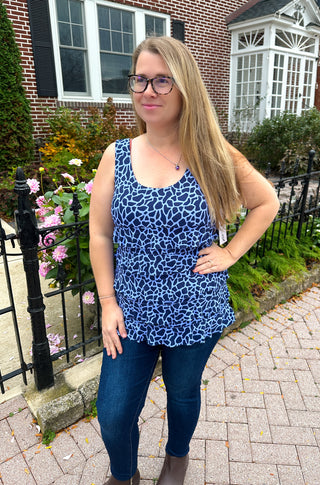 Lulu B Periwinkle Giraffe Sleeveless Cha Cha Tank