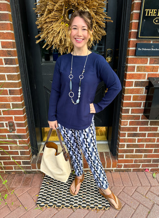 Lulu B Navy Cashmere Feel Sweater