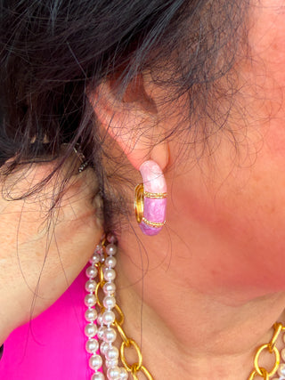 Pink Marble Earrings