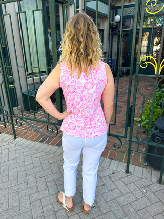 Lulu B Pink Gingham Shells Sleeveless Zip Top