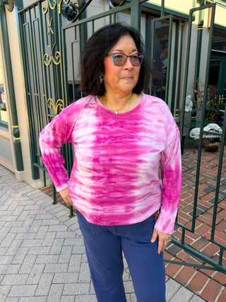 Escape by Habitat Fuchsia Tie Dye Modal Sunset Pullover