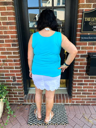 Beachtime by Lulu B White Seersucker Scallop Skort