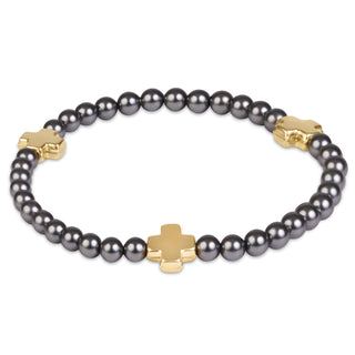 enewton signature cross 4mm pearl dark grey gold bracelet