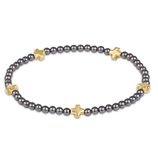 enewton signature cross small 3mm pearl dark grey gold bracelet